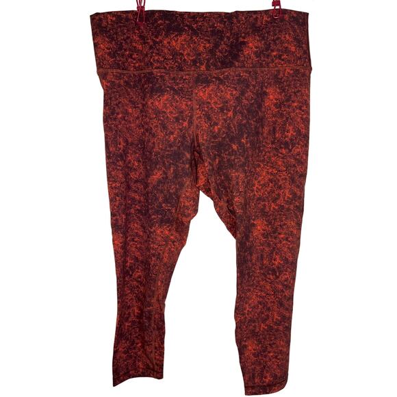 Red Tights Lululemon Wunder Train High Rise Denim Wash Print Autumn Red Size 18 - Picture 1 of 4